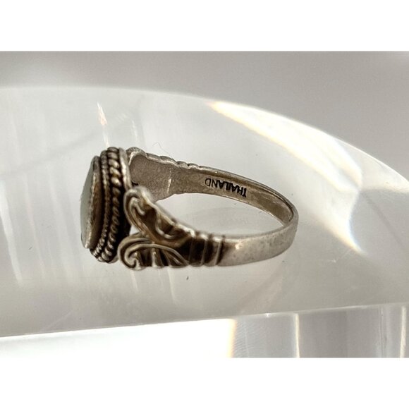 Thai Made Mother of Pearl Modernist 925 Sterling Silver Vintage Ring - sz 6.25 - Picture 6 of 12